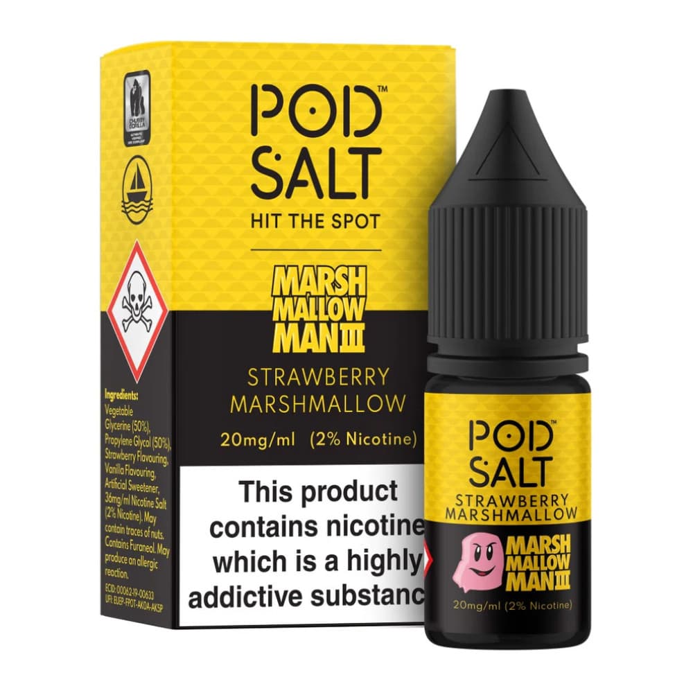  Marshmellow Man 3 - Strawberry Marshmellow / 11mg Pod Salt Fusions Nic Salts e liquids 10ml