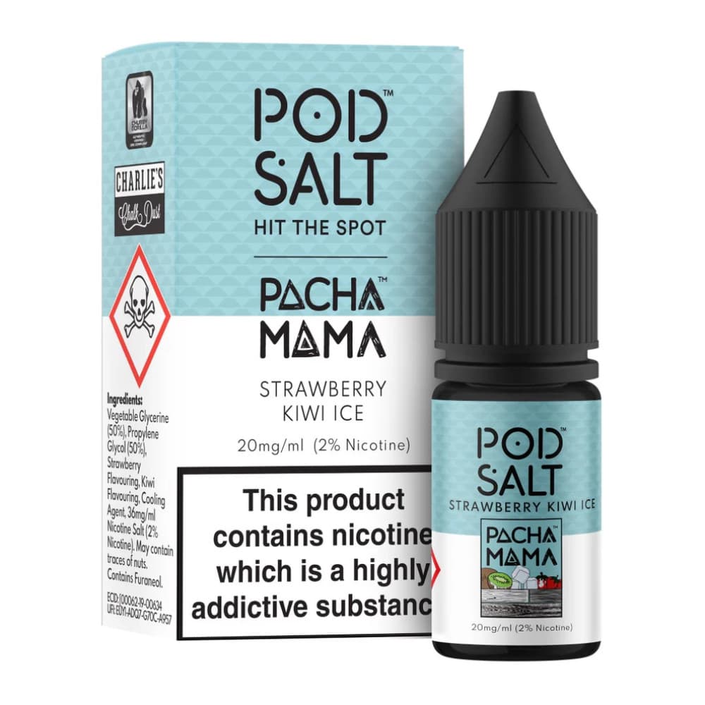  Pacha Mama - Strawberry Kiwi Ice / 20mg Pod Salt Fusions Nic Salts e liquids 10ml