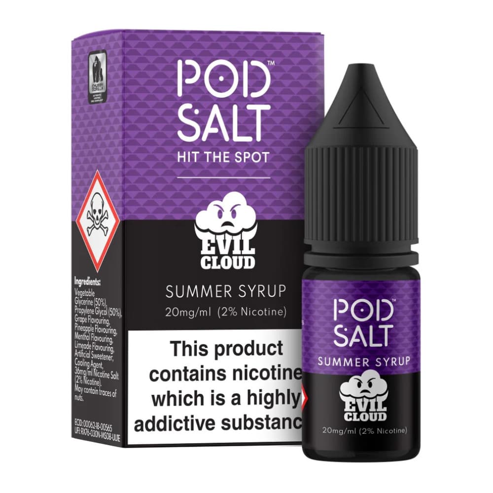  Evil Cloud - Summer Syrup / 20mg Pod Salt Fusions Nic Salts e liquids 10ml