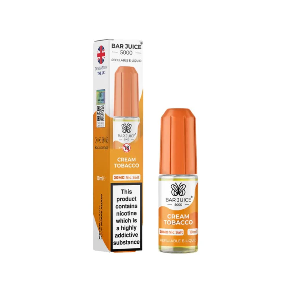 Cream Tobacco / 10mg Bar Juice Nic Salts E-Liquids 10ml