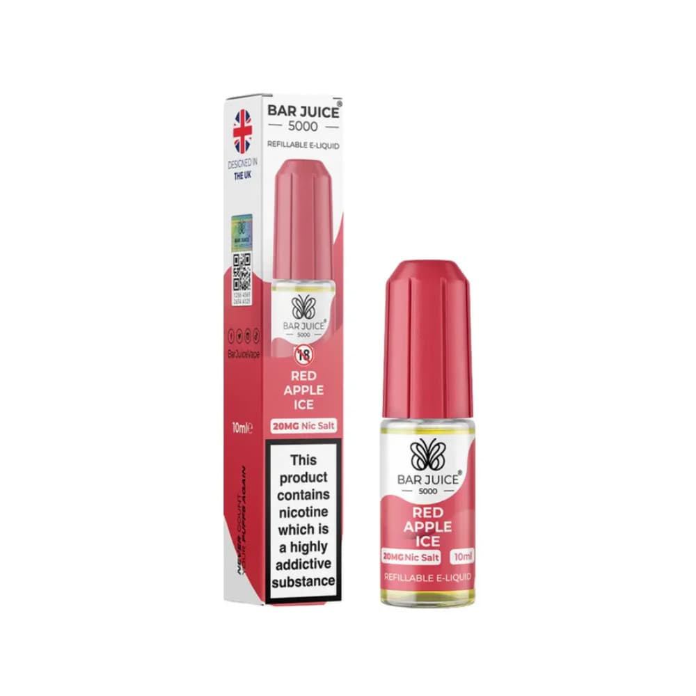  Red Apple Ice / 10mg Bar Juice Nic Salts E-Liquids 10ml