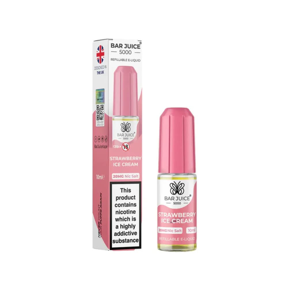  Strawberry Ice Cream / 20mg Bar Juice Nic Salts E-Liquids 10ml