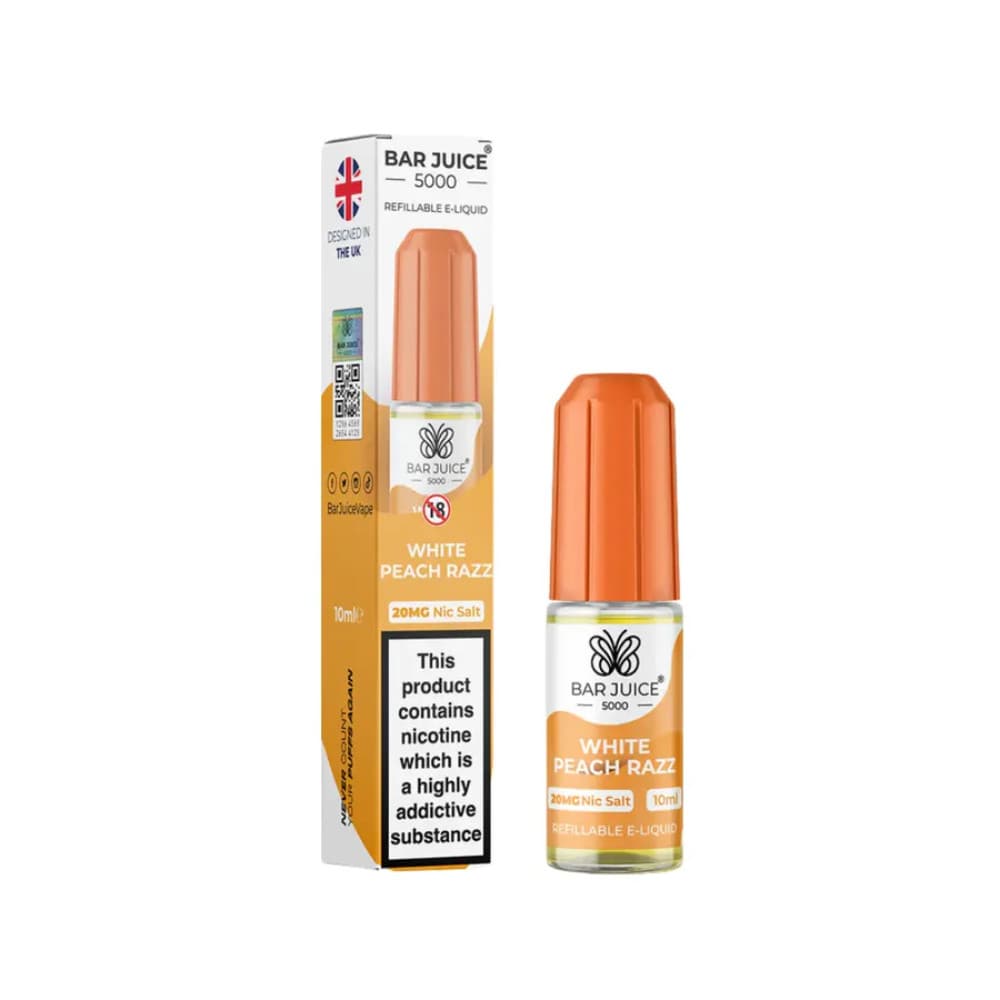  White Peach Razz / 20mg Bar Juice Nic Salts E-Liquids 10ml