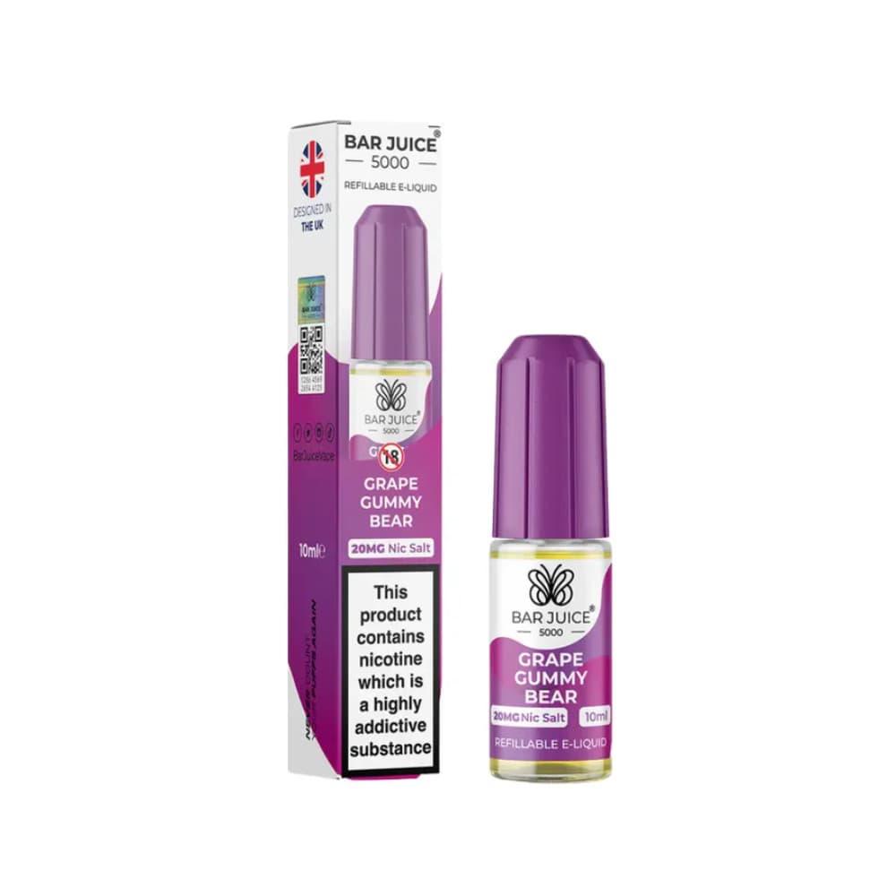  Grape Gummy Bear / 20mg Bar Juice Nic Salts E-Liquids 10ml