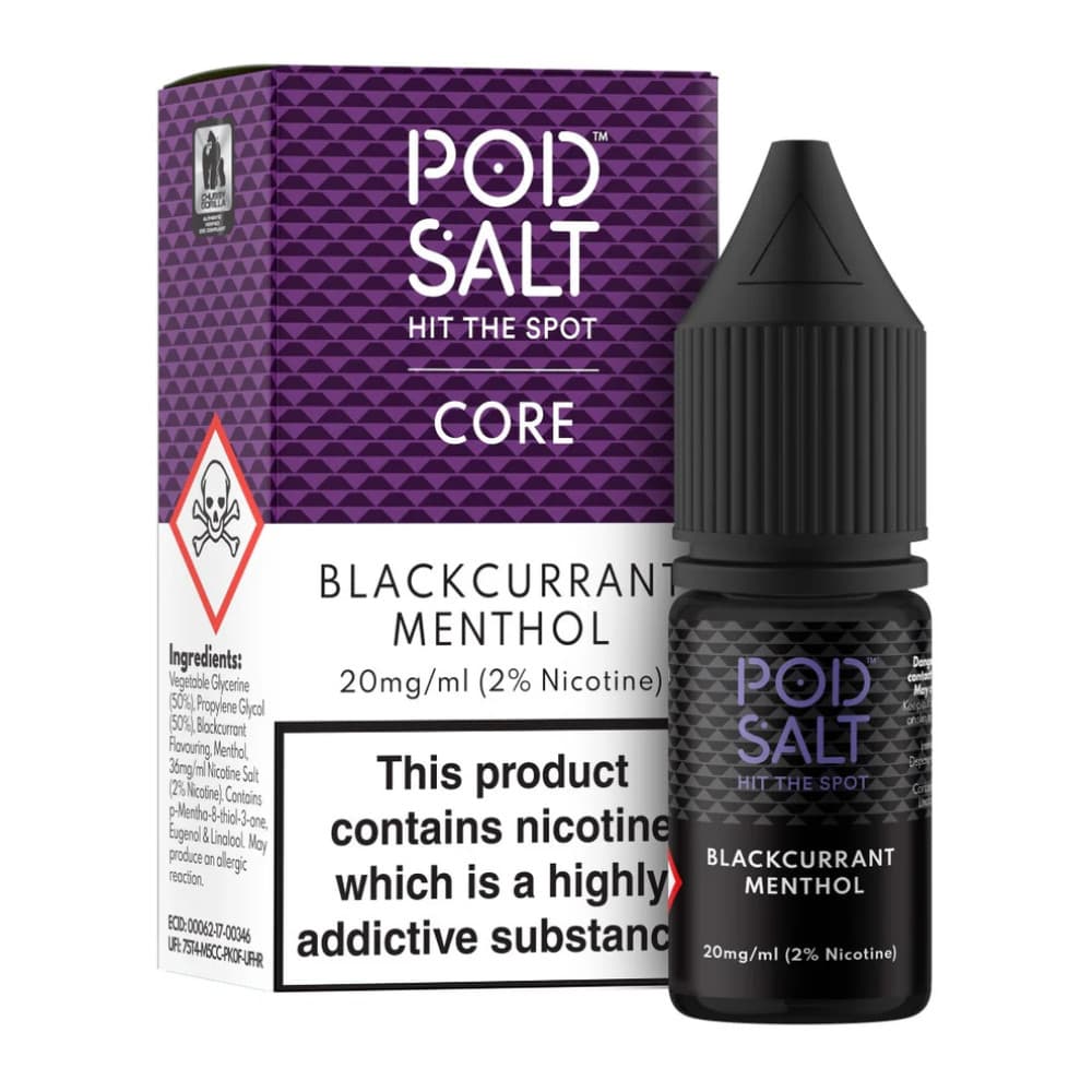  Blackcurrant Menthol / 20mg Pod Salt Core Nic Salts e liquids 10ml