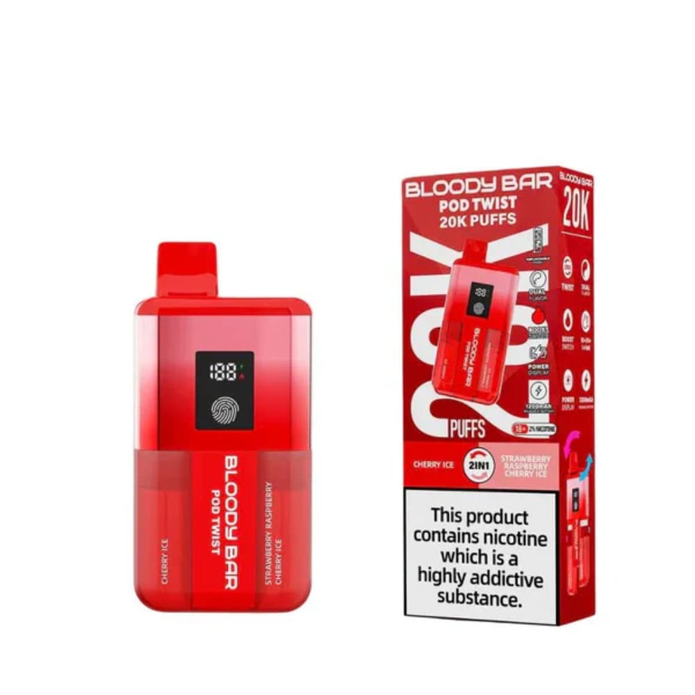  Cherry Ice/Strawberry Raspberry Cherry Ice Bloody Bar Twist 20k Prefilled Pod Vape Kit