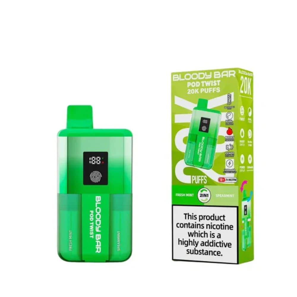  Fresh Mint / Spearmint Bloody Bar Twist 20k Prefilled Pod Vape Kit