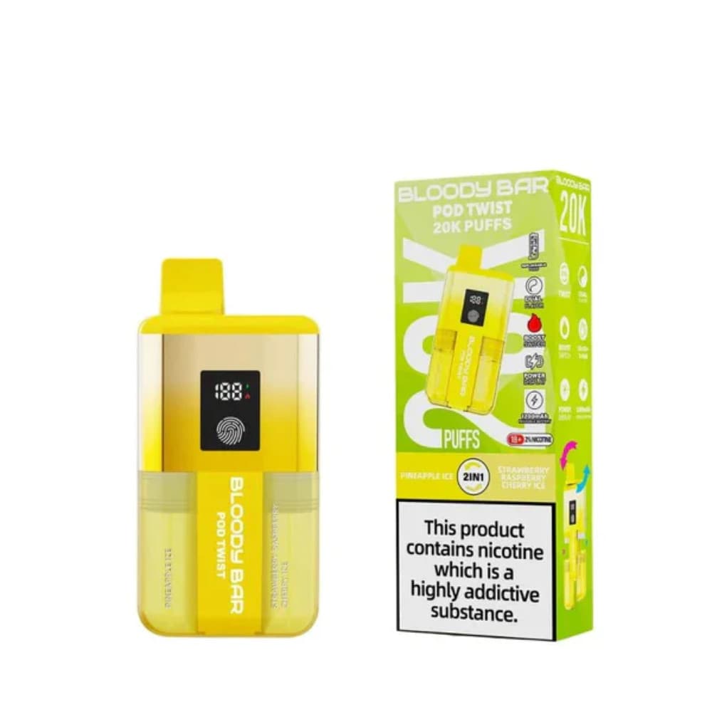 Pineapple Ice / Strawberry Raspberry Cherry Ice Bloody Bar Twist 20k Prefilled Pod Vape Kit