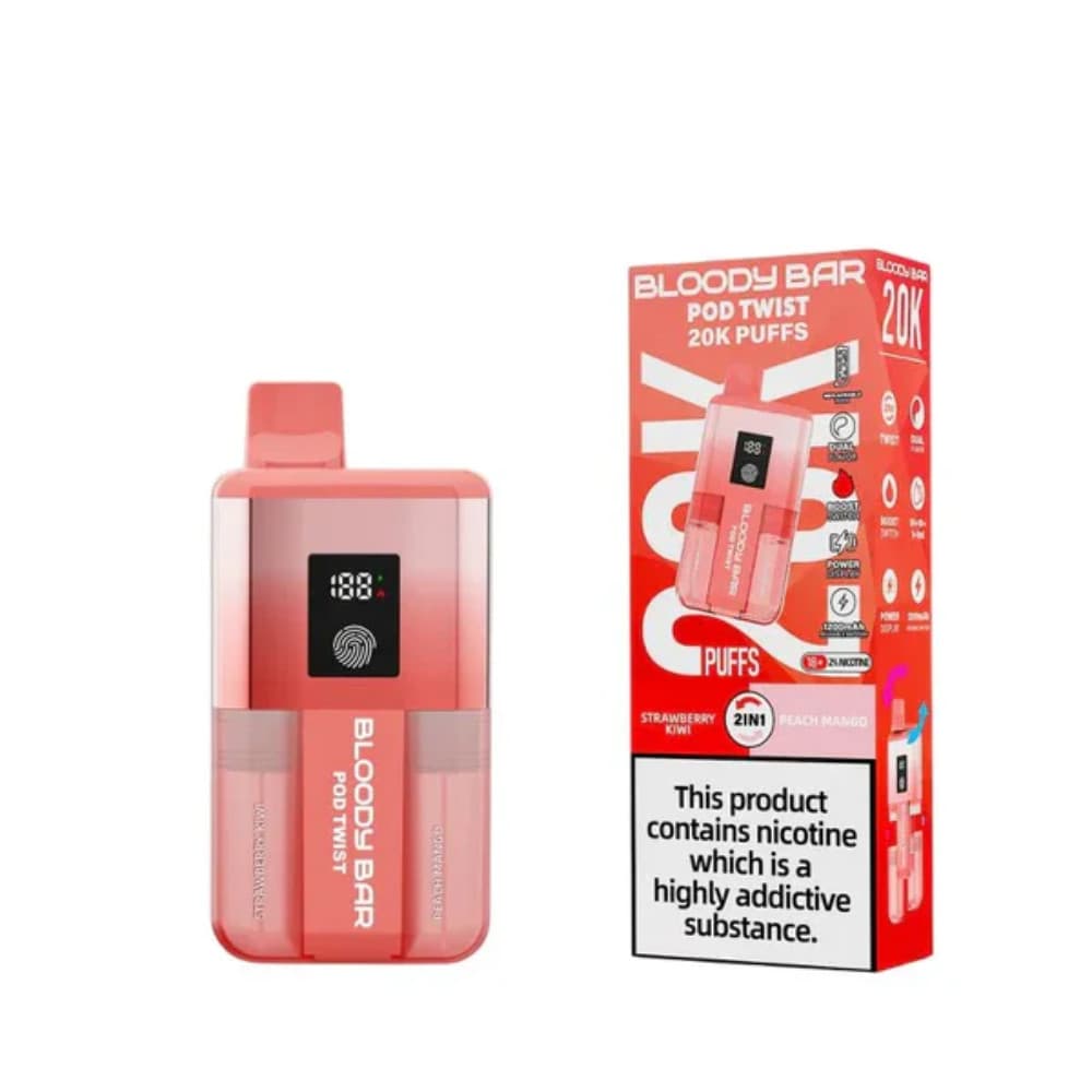  Strawberry Kiwi / Peach Mango Bloody Bar Twist 20k Prefilled Pod Vape Kit