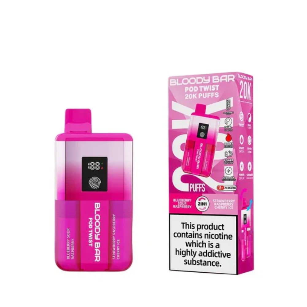  Blueberry Sour Raspberry / Strawberry Raspberry Cherry Ice Bloody Bar Twist 20k Prefilled Pod Vape Kit