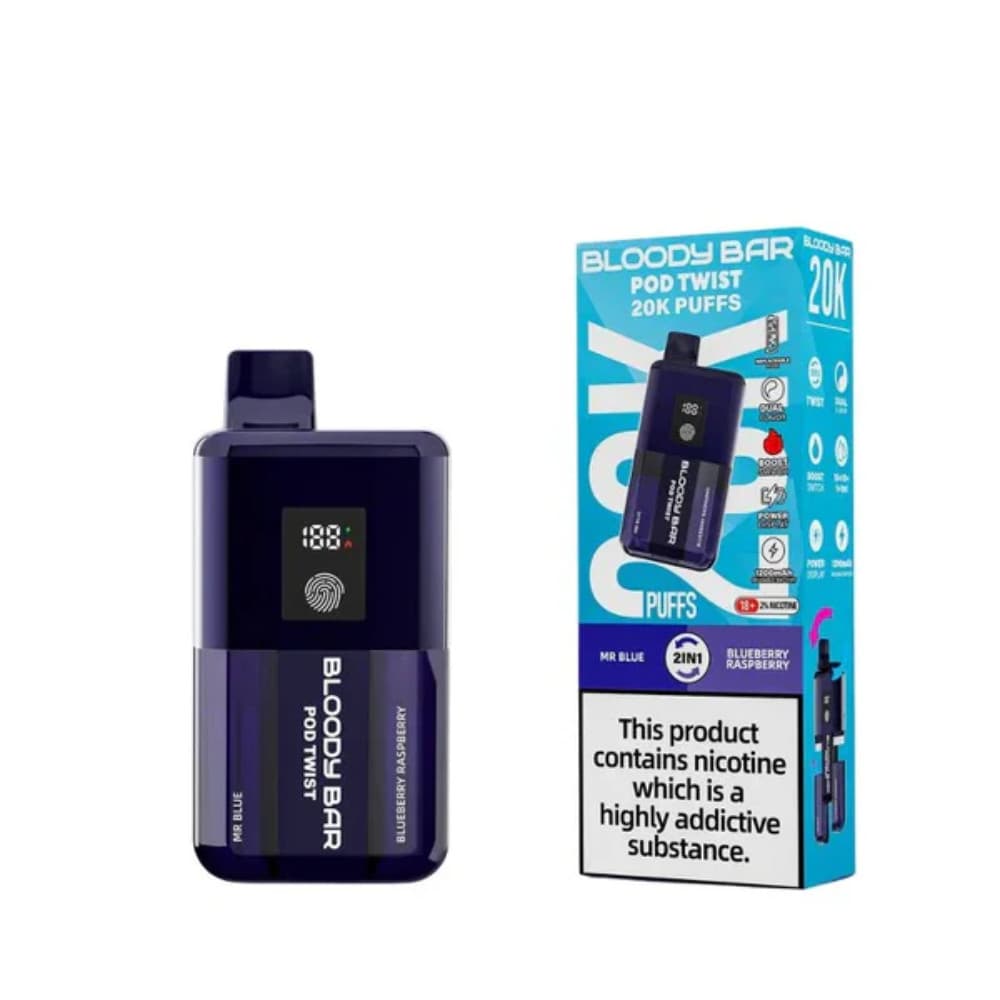  Mr Blue / Blueberry Raspberry Bloody Bar Twist 20k Prefilled Pod Vape Kit