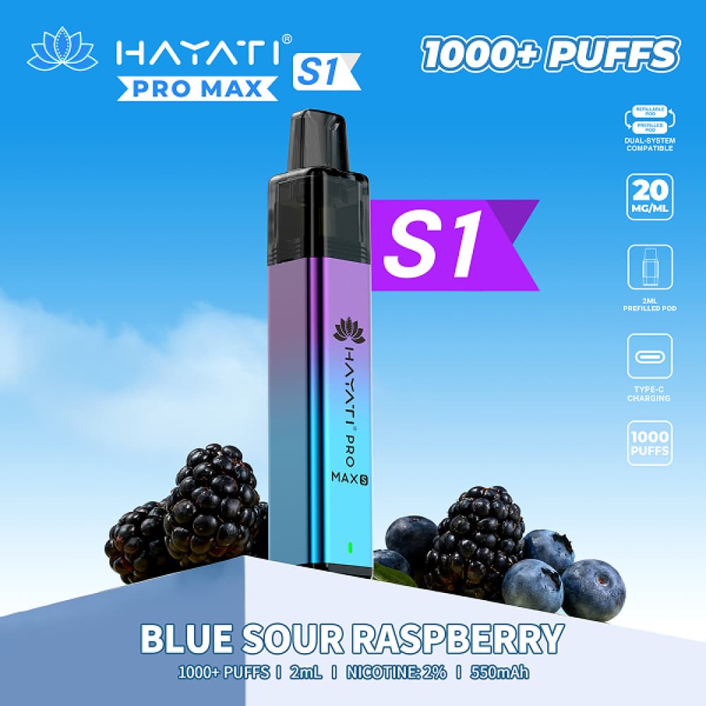  Blue Sour Raspberry Hayati Pro Max S1 Prefilled Vape Kit