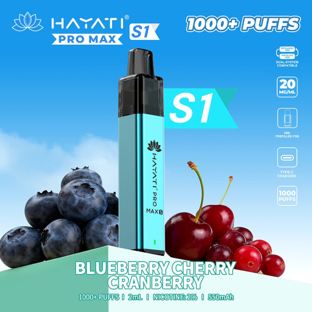  Blueberry Cherry Cranberry Hayati Pro Max S1 Prefilled Vape Kit