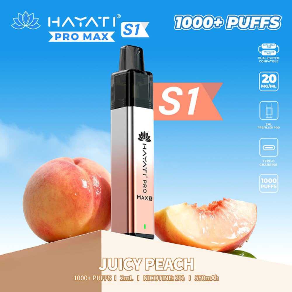  Juicy Peach Hayati Pro Max S1 Prefilled Vape Kit