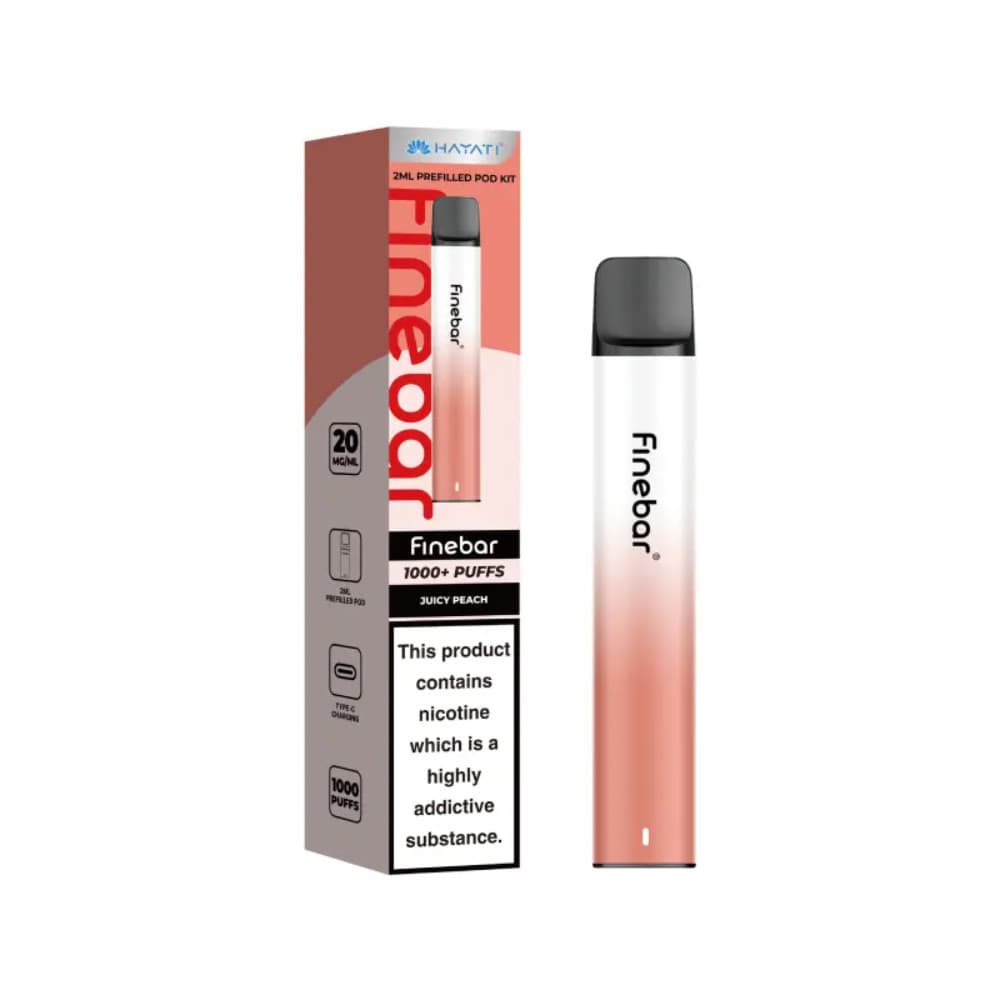  Juicy Peach Hayati Finebar 1000 Prefilled Vape Kit